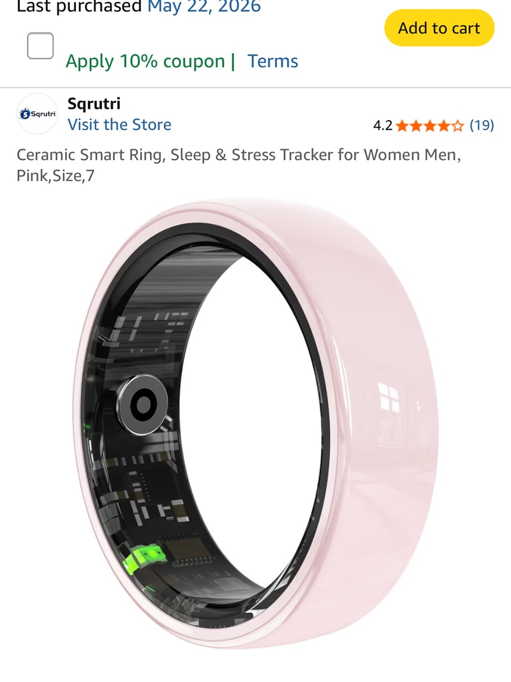 Aura ring to monitor sleep, activity worn a couple of nights. Size 7
